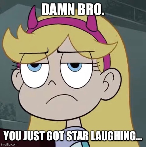 Damn bro. You just got Star Laughing… | image tagged in damn bro you just got star laughing,custom template,new template,memes,not funny,unfunny | made w/ Imgflip meme maker