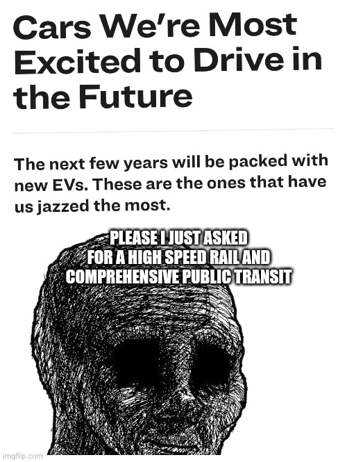 Please | PLEASE I JUST ASKED FOR A HIGH SPEED RAIL AND COMPREHENSIVE PUBLIC TRANSIT | image tagged in public transport | made w/ Imgflip meme maker