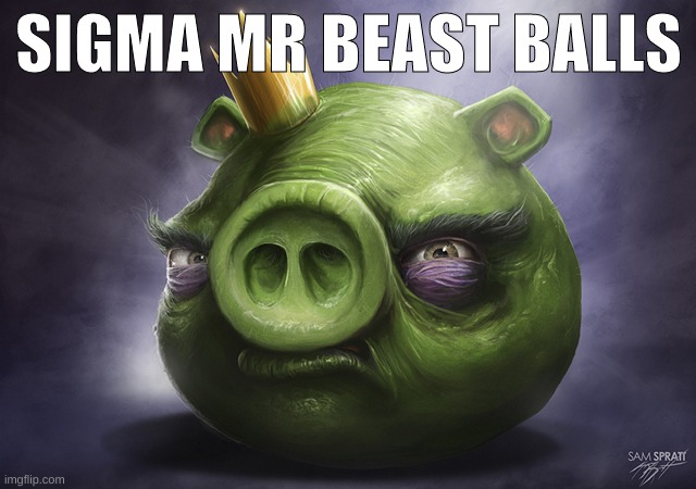 Angry Birds Realistic King Pig | SIGMA MR BEAST BALLS | image tagged in angry birds realistic king pig | made w/ Imgflip meme maker