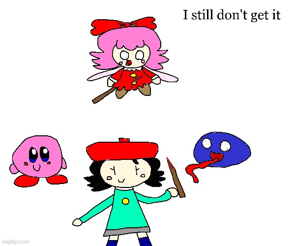 Kirby parody (Ribbon got stabbed by the wooden sharp thingy) | image tagged in kirby,funny,gore,blood,cute,comics/cartoons | made w/ Imgflip meme maker