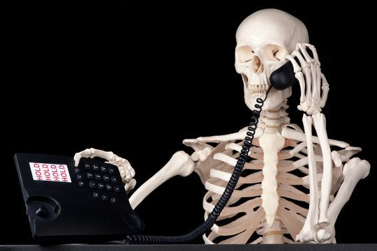 Skeleton on the phone with CRA Blank Meme Template