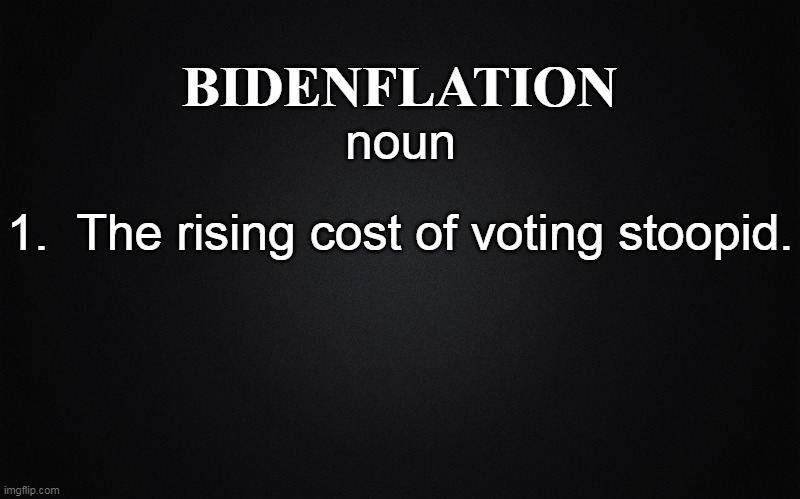 If this keeps up, some libs are gonna get kicked out of their mommy's' basements. | BIDENFLATION; noun; 1.  The rising cost of voting stoopid. | image tagged in inflation,elections,consequences,cheating,election fraud | made w/ Imgflip meme maker