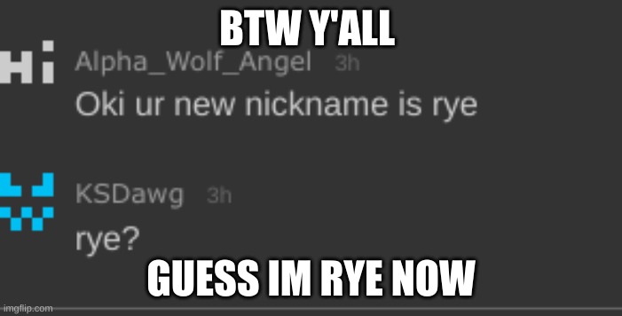 BTW Y'ALL; GUESS IM RYE NOW | made w/ Imgflip meme maker