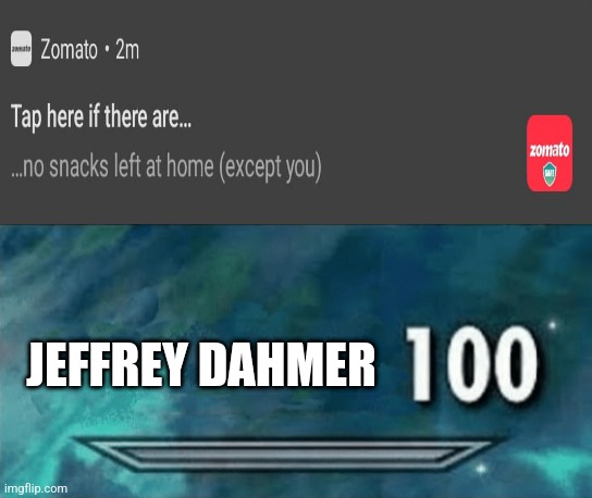 Hold the f up. I just got this notification | JEFFREY DAHMER | image tagged in blank white template,skyrim skill meme | made w/ Imgflip meme maker