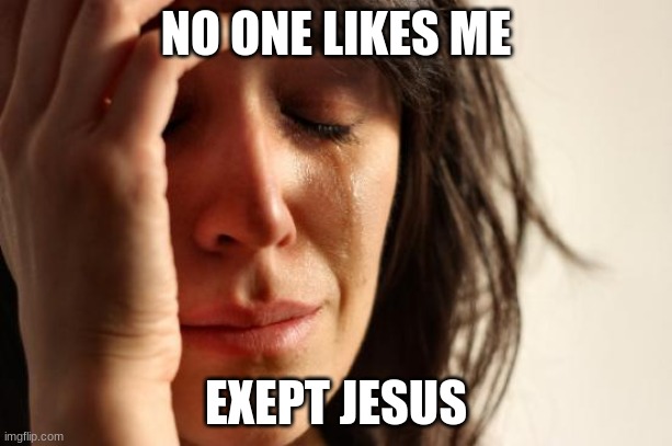 First World Problems | NO ONE LIKES ME; EXEPT JESUS | image tagged in memes,first world problems | made w/ Imgflip meme maker