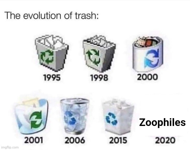 Zoophiles: | Zoophiles | image tagged in the evolution of trash,zoophiles,zoophile,memes,meme,dank memes | made w/ Imgflip meme maker