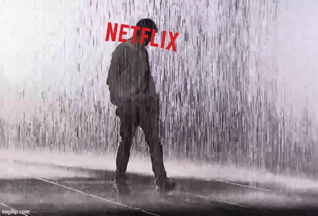 the decline of netflix aftermath | image tagged in walking in the rain,netflix,downfall,streaming | made w/ Imgflip meme maker