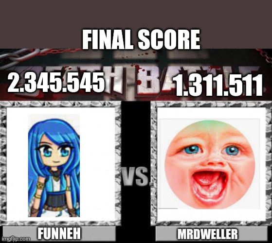 2.345.545 FINAL SCORE 1.311.511 | made w/ Imgflip meme maker