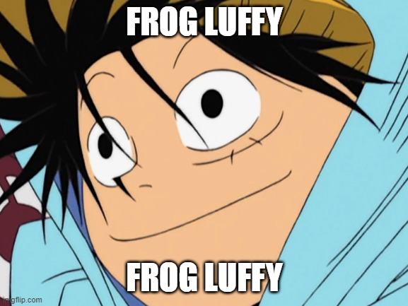 He kinda looks like a frog | FROG LUFFY; FROG LUFFY | image tagged in frog,one piece,luffy | made w/ Imgflip meme maker