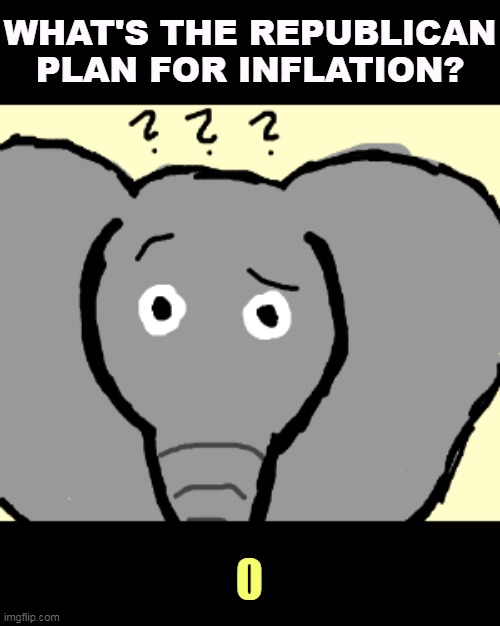 WHAT'S THE REPUBLICAN PLAN FOR INFLATION? | image tagged in republican,plan,inflation,zero,nothing | made w/ Imgflip meme maker