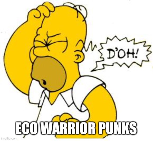 homer doh | ECO WARRIOR PUNKS | image tagged in homer doh | made w/ Imgflip meme maker