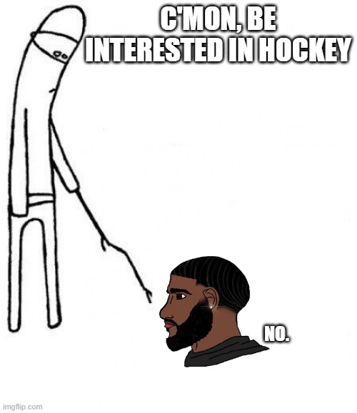 NHL Diversity | C'MON, BE INTERESTED IN HOCKEY; NO. | image tagged in c'mon do something | made w/ Imgflip meme maker