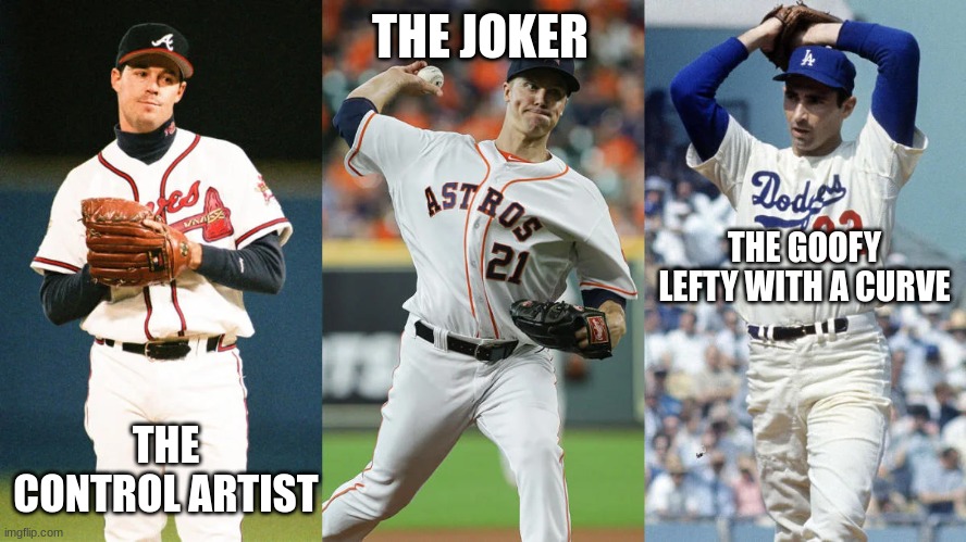 Pitcher Stereotypes | THE JOKER; THE GOOFY LEFTY WITH A CURVE; THE CONTROL ARTIST | image tagged in mlb baseball,comparison | made w/ Imgflip meme maker