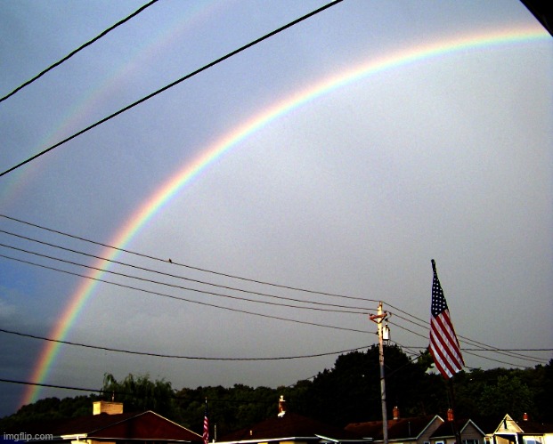 rainbow from my front yard | image tagged in rainbow,kewlew | made w/ Imgflip meme maker