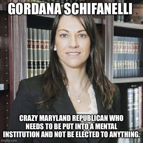 Crazy Marylander from Belgrade. | GORDANA SCHIFANELLI; CRAZY MARYLAND REPUBLICAN WHO NEEDS TO BE PUT INTO A MENTAL INSTITUTION AND NOT BE ELECTED TO ANYTHING. | image tagged in maryland,donald trump approves,us navy,lunatic | made w/ Imgflip meme maker