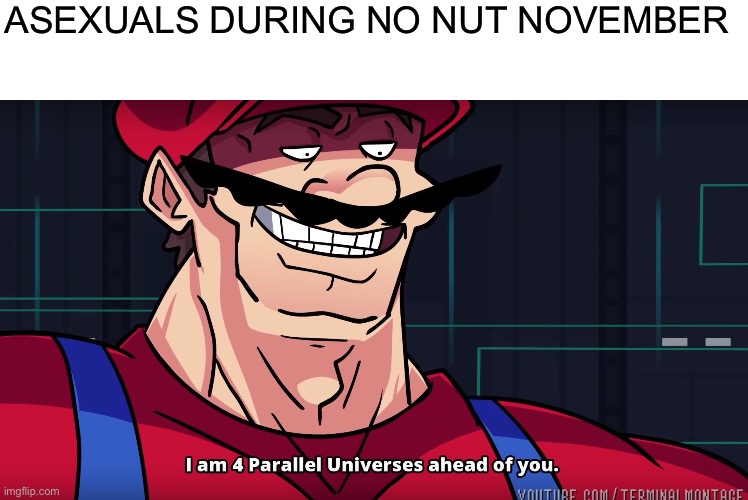 Meem | ASEXUALS DURING NO NUT NOVEMBER | image tagged in i am 4 parallel universes is ahead of you,asexual,memes,lgbtq | made w/ Imgflip meme maker