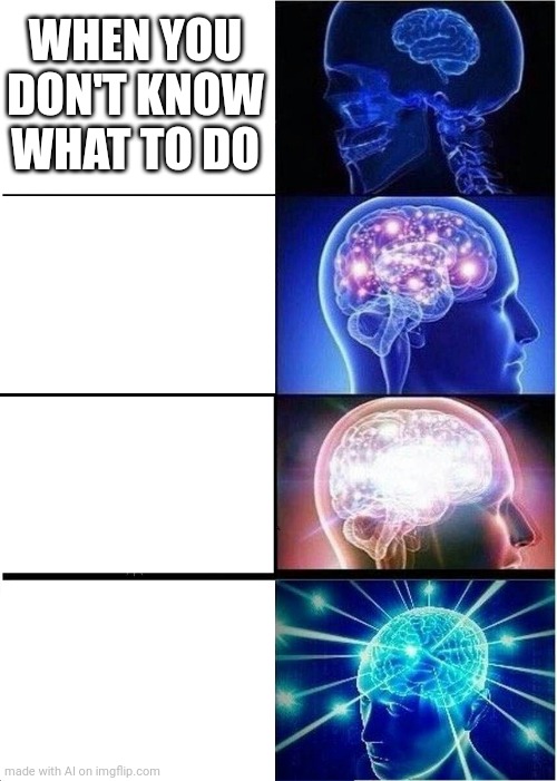 Expanding Brain Meme | WHEN YOU DON'T KNOW WHAT TO DO | image tagged in memes,expanding brain | made w/ Imgflip meme maker