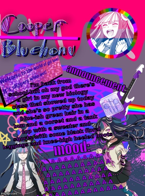 cooper’s ibuki template | i'm back from school but oh my god there's a girl in my new biology class that showed up today and she's so pretty she has blue-ish green hair in a bun and a corset and a tank top with a sweater and shorts with some black floral leggings and knee-high heeled boots; A A A A A A A A A A A A A A A A A A A A A A A A A A A A A A A A A A A A A A A A A A A A A A A A A A A A A A A A A A A A A A A A A | image tagged in cooper s ibuki template,i want her to step on me,stop reading the tags | made w/ Imgflip meme maker