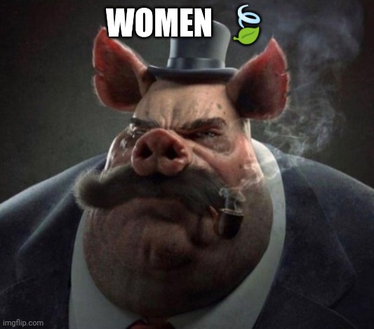 hyper realistic picture of a smartly dressed pig smoking a pipe |  WOMEN  🍃 | image tagged in hyper realistic picture of a smartly dressed pig smoking a pipe | made w/ Imgflip meme maker