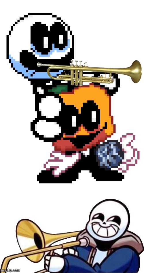 image tagged in skid and pump week 6,trumpet sans | made w/ Imgflip meme maker