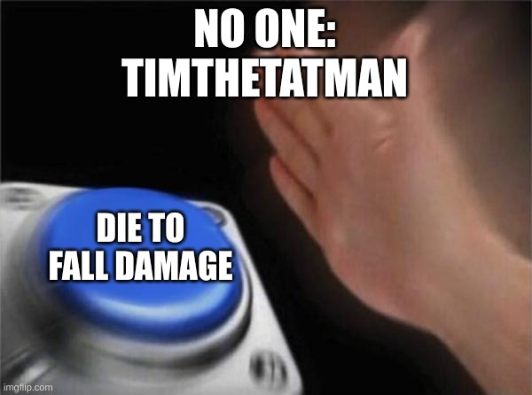 Blank Nut Button Meme | NO ONE:
TIMTHETATMAN; DIE TO FALL DAMAGE | image tagged in memes,blank nut button | made w/ Imgflip meme maker
