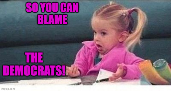 Shrugging kid | SO YOU CAN
BLAME THE DEMOCRATS! | image tagged in shrugging kid | made w/ Imgflip meme maker