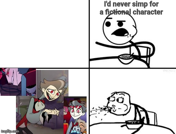 JUST FINISHED THE NEW HB EPISODE AND IM LITERALLY SHAKING IT WAS SO GOOD- human stolas is best boy ong | I'd never simp for a fictional character | made w/ Imgflip meme maker