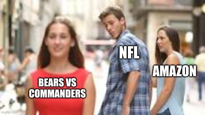 NFL; AMAZON; BEARS VS COMMANDERS | image tagged in cheating | made w/ Imgflip meme maker
