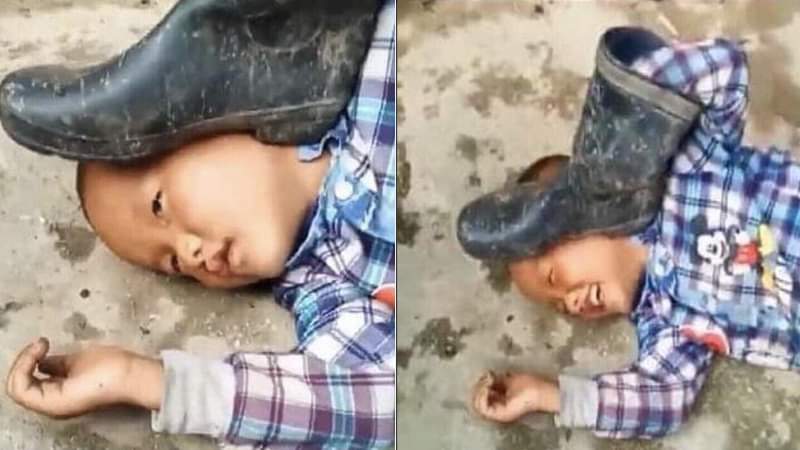 Child under boot Blank Meme Template