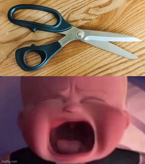 image tagged in scissors,boss baby crying | made w/ Imgflip meme maker