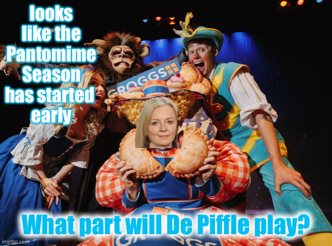 Panto | looks like the Pantomime Season has started 
early; What part will De Piffle play? | image tagged in panto | made w/ Imgflip meme maker