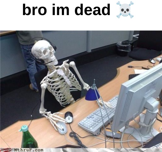 Skeleton Computer | bro im dead ☠ | image tagged in skeleton computer | made w/ Imgflip meme maker