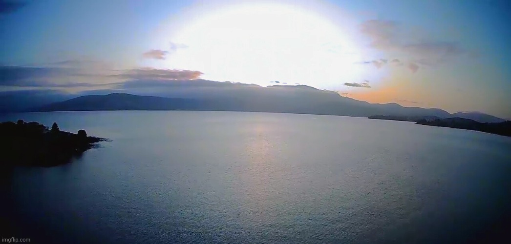 Sunset over the mountain with my drone | made w/ Imgflip meme maker