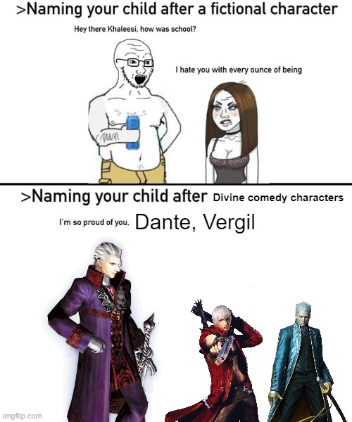 Divine comedy characters; Dante, Vergil | image tagged in devil may cry | made w/ Imgflip meme maker