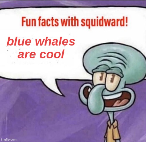 Fun Facts with Squidward | blue whales are cool | image tagged in fun facts with squidward | made w/ Imgflip meme maker