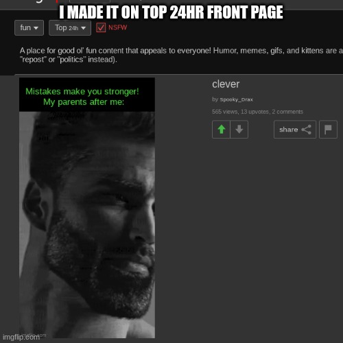 clever | I MADE IT ON TOP 24HR FRONT PAGE | image tagged in bhfbhuweubo,tgh,h,g,gg | made w/ Imgflip meme maker