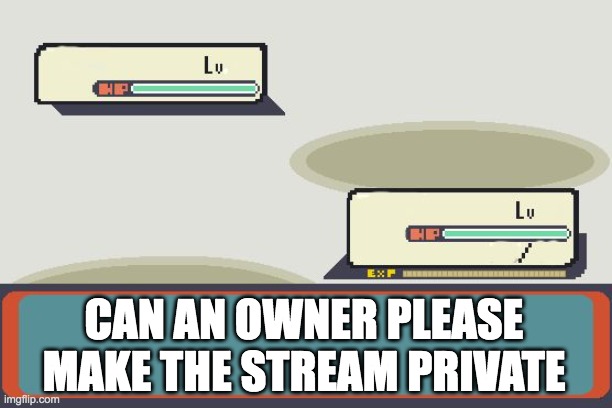 Pokemon Battle | CAN AN OWNER PLEASE MAKE THE STREAM PRIVATE | image tagged in pokemon battle | made w/ Imgflip meme maker