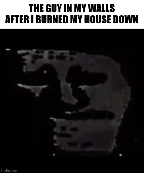 sad trollge | THE GUY IN MY WALLS AFTER I BURNED MY HOUSE DOWN | image tagged in sad trollge | made w/ Imgflip meme maker