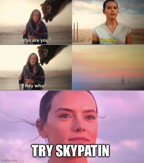 Rey Who? | TRY SKYPATIN | image tagged in rey who | made w/ Imgflip meme maker