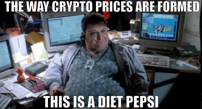 LET ME KNOW IF IT IS REAL OR JUST A BIG ALLIGATOR! | THE WAY CRYPTO PRICES ARE FORMED; THIS IS A DIET PEPSI | image tagged in jurassic park,meme | made w/ Imgflip meme maker