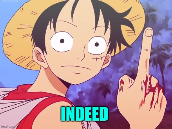 One Piece pointing | INDEED | image tagged in one piece pointing | made w/ Imgflip meme maker