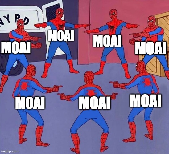 every locker in splatoon | MOAI; MOAI; MOAI; MOAI; MOAI; MOAI; MOAI | image tagged in same spider man 7,splatoon | made w/ Imgflip meme maker