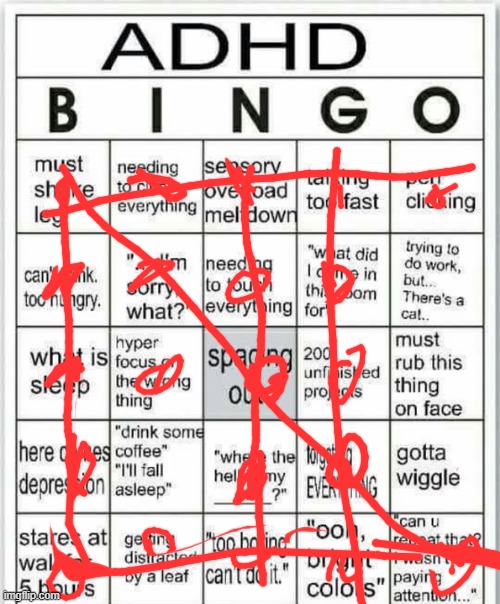 yey | image tagged in adhd bingo | made w/ Imgflip meme maker