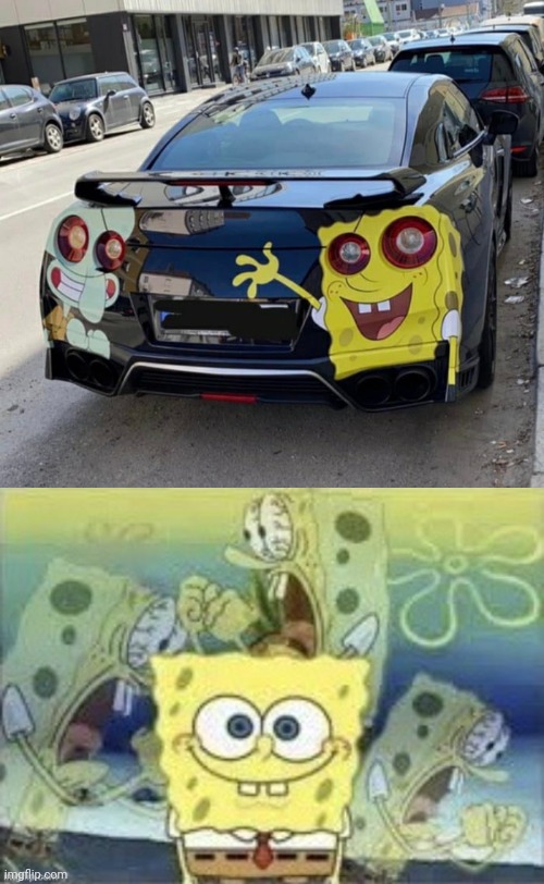 Cursed Squidward and SpongeBob | image tagged in spongebob is internally screaming,cursed image,car,squidward,spongebob,memes | made w/ Imgflip meme maker