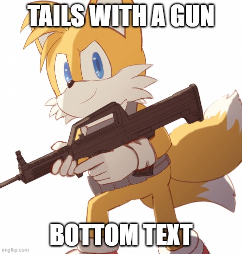 TAILS WITH A GUN; BOTTOM TEXT | image tagged in tails gun | made w/ Imgflip meme maker