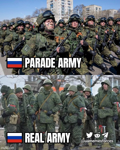 Russian millitary vs the real russian military (RussianPhobia) | image tagged in russianphobia,ukrainian,russia | made w/ Imgflip meme maker