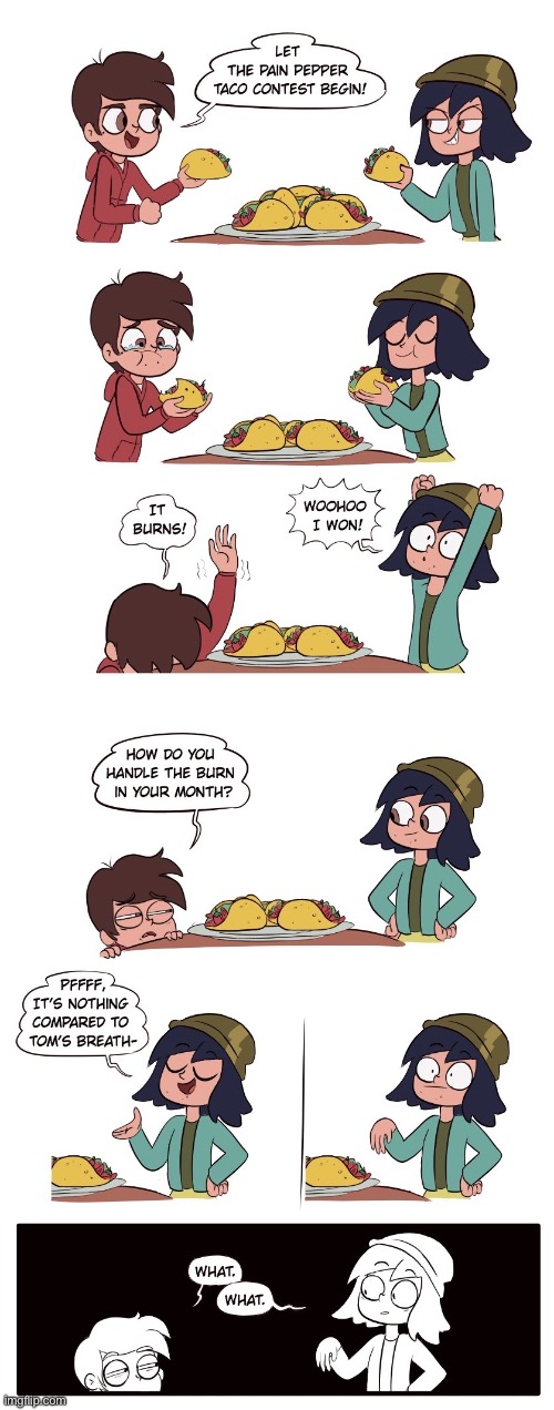 MorningMark - Heat Tolerance | image tagged in comics,morningmark,svtfoe,star vs the forces of evil,memes,tacos | made w/ Imgflip meme maker