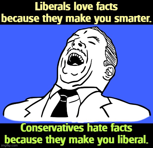 Liberals love facts because they make you smarter. Conservatives hate facts because they make you liberal. | image tagged in democrats,liberals,facts,republicans,conservatives,conspiracy | made w/ Imgflip meme maker