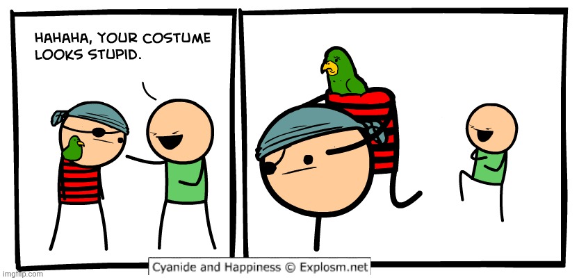 Oof | image tagged in parrot,cyanide and happiness,costume,comics,comics/cartoons,costumes | made w/ Imgflip meme maker