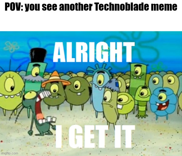 There's so many | POV: you see another Technoblade meme | image tagged in alright i get it | made w/ Imgflip meme maker